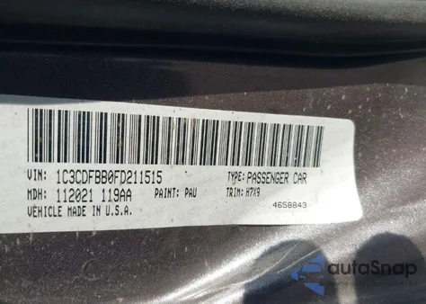 2015 Dodge Dart Sxt из США, поврежденный, VIN 1C3CDFBB0FD211515